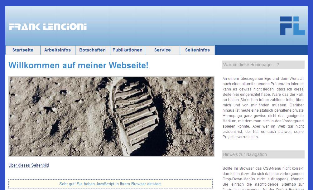 Bildschirmkopie der Startseite